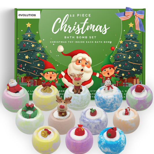 EvolutionUSA - 12pc Christmas Bath Bombs for Kids